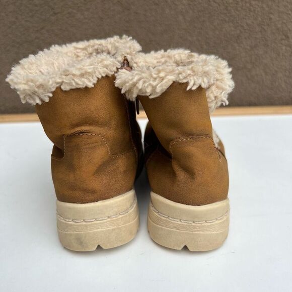ZARA Brown Leather Boots Fur Lined Winter Fall Toddler SIZE 8 EU 24 Unisex Kids - Picture 5 of 7